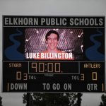 Scoreboard with Luke displayed on it.