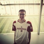 Luke in the press box suites of Memorial Stadium.